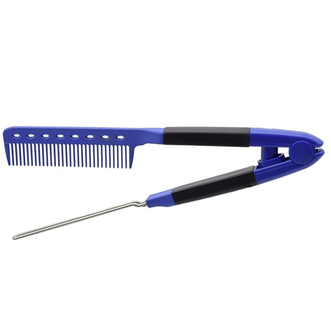 Hair Expert Hairbrush V Shaped METAL comb BLUE гребінець-затискач KRT0009 фото