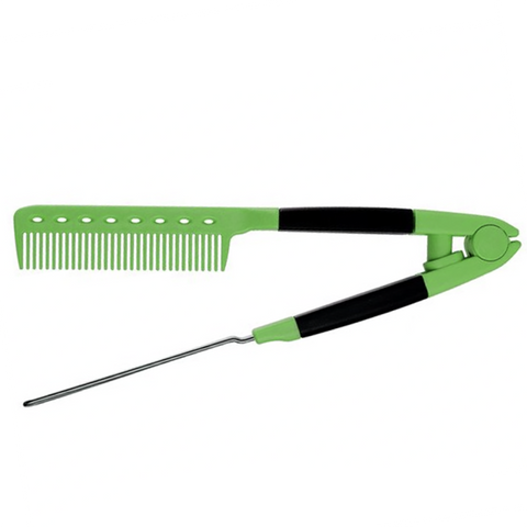 Keratin Helper Hairbrush V Shaped METAL comb GREEN гребінець-затискач KRT0010 фото